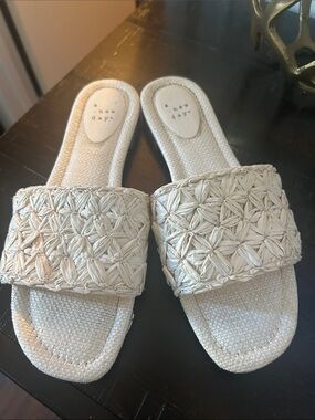 a new day Cream Woven Braided Slide Sandals